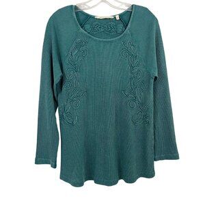 Soft Surroundings Icon Thermal Embroidered Long Sleeve Top Boho Western Size XS
